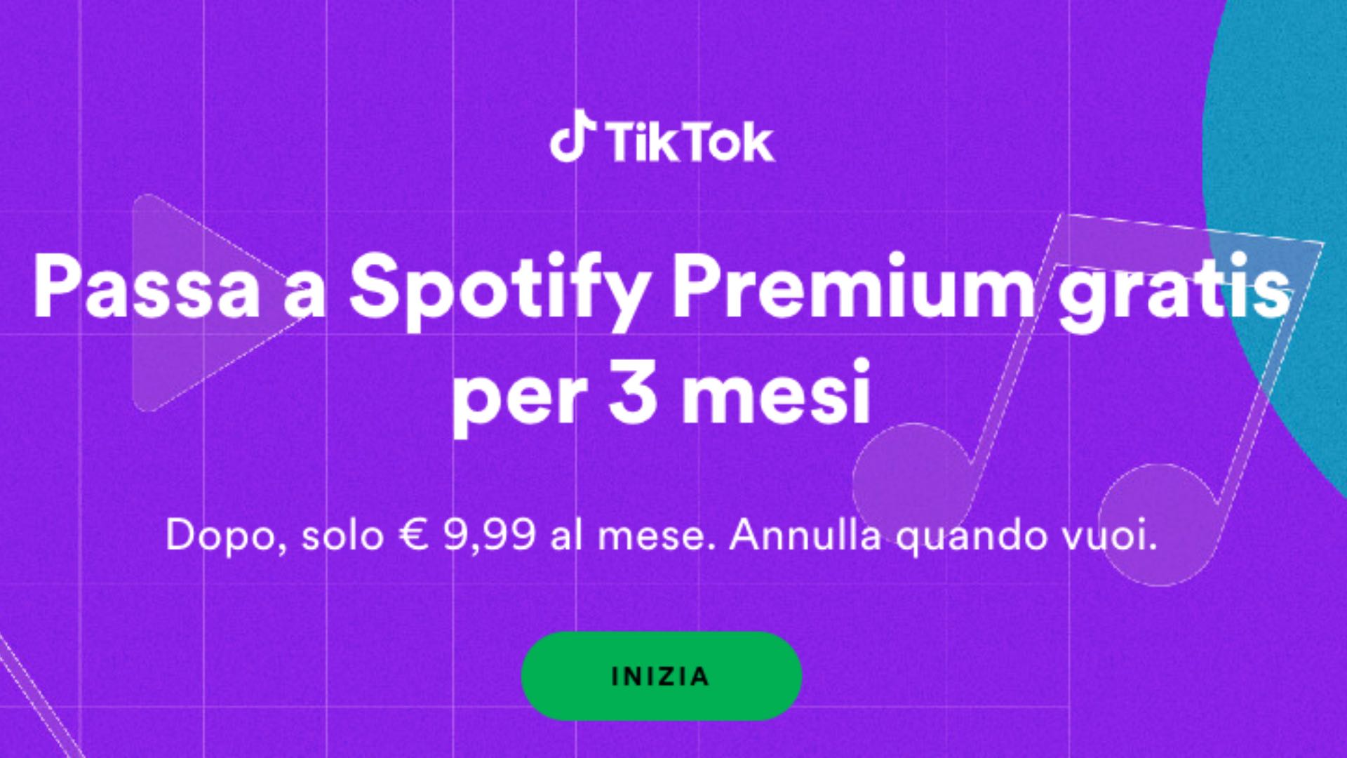 tiktok spotify premium 3 mesi gratis