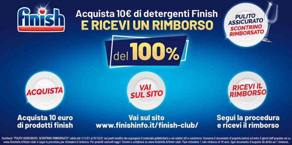 finish cashback rimborso detergenti regolamento 2