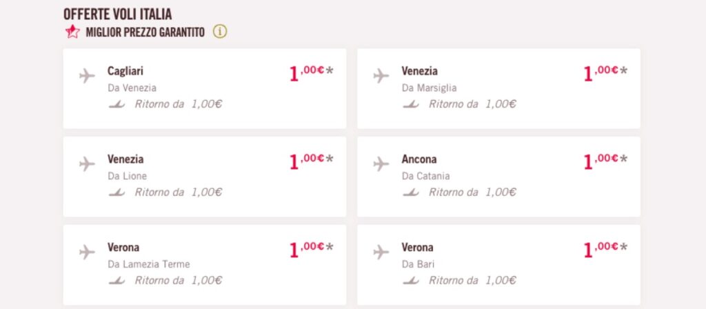 volotea black friday voli 1 euro italia europa 2