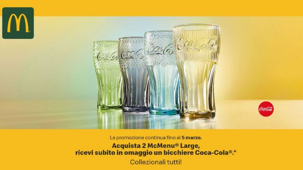 promozione mcdonalds bicchieri coca cola omaggio offerta