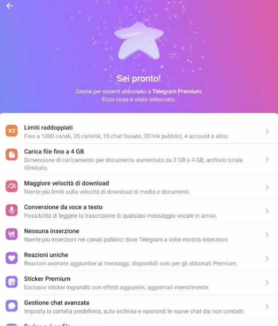 come abbonarsi a telegram premium