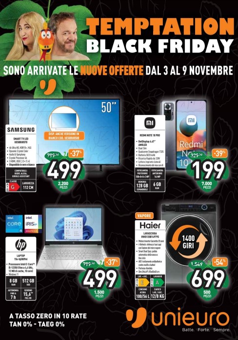 Unieuro volantino Temptation Black Friday