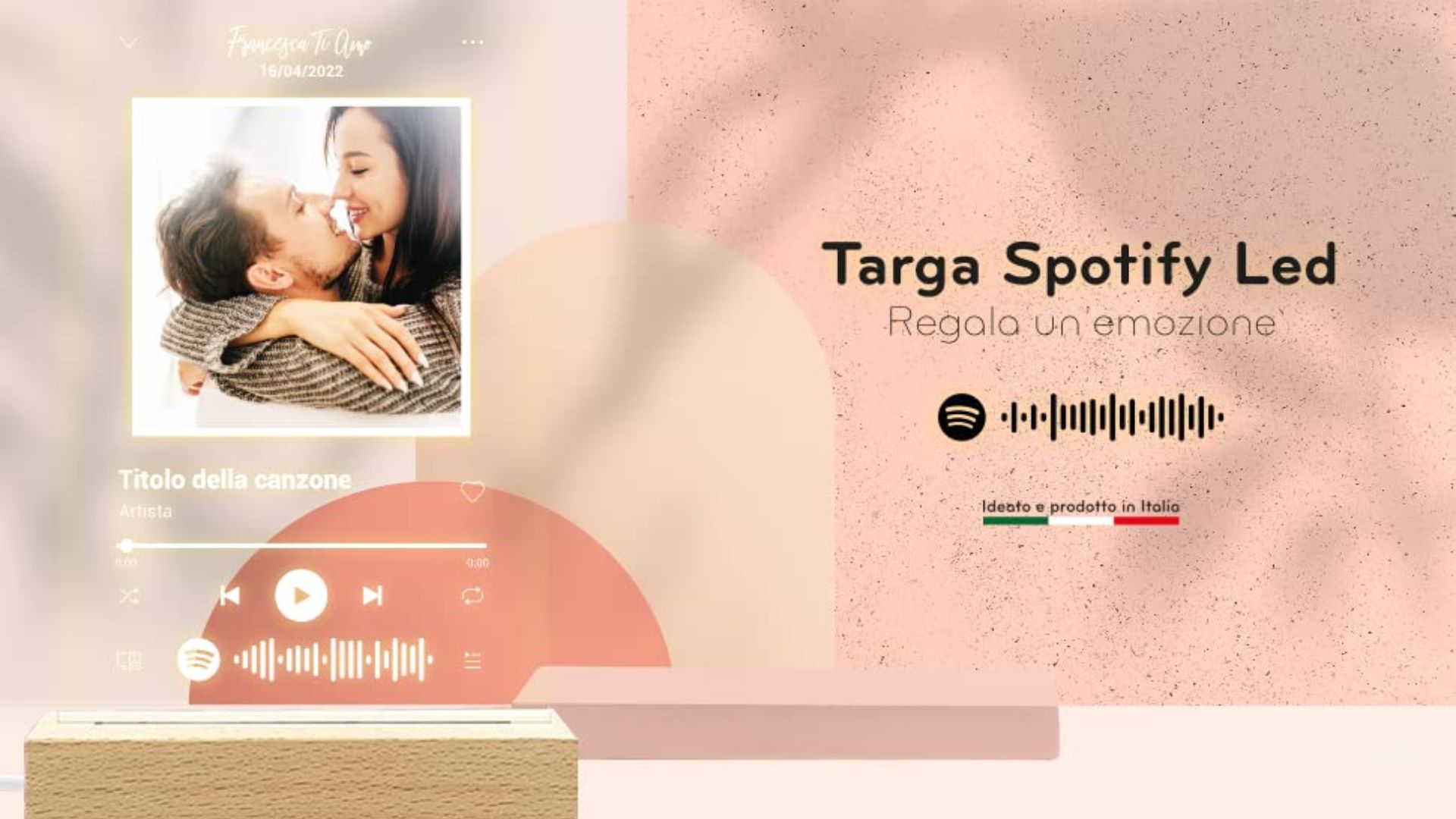 Idea regalo San Valentino targa Spotify personalizzata lampada notturna