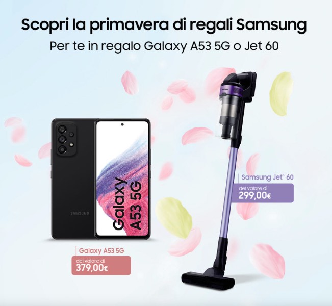 Acquista una lavatrice, un frigo o un forno Samsung e ricevi in regalo un Galaxy A53 5G